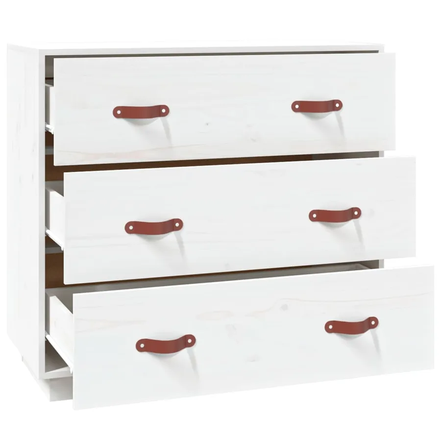 Buffet Blanc 80x40x75 cm Bois massif de pin - 4