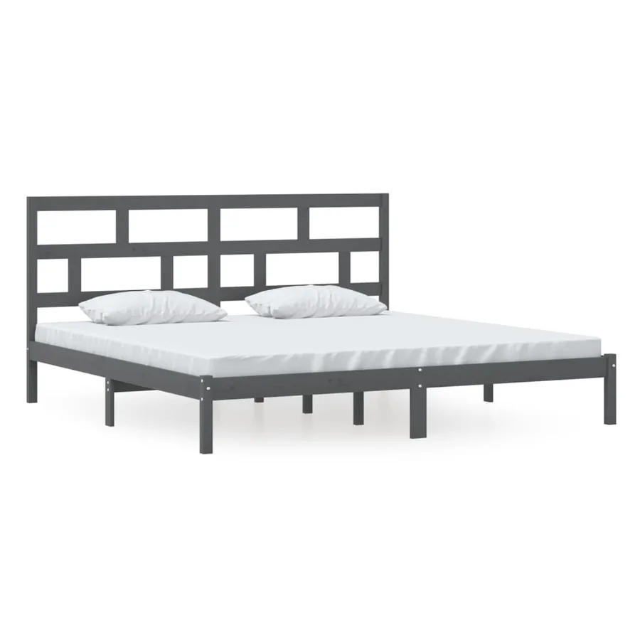 Cadre de lit sans matelas Gris Bois de pin massif 200x200 cm - 2