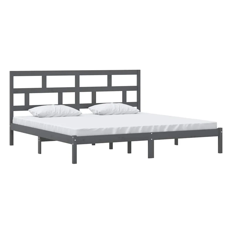 Cadre de lit sans matelas Gris Bois de pin massif 200x200 cm - 3