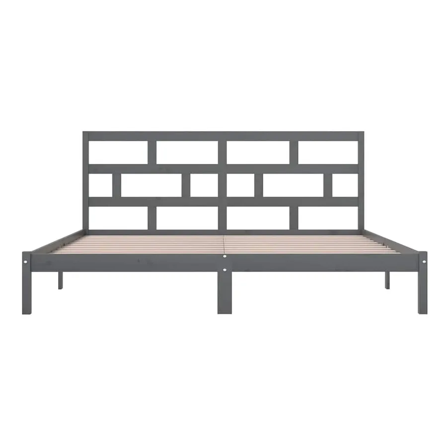 Cadre de lit sans matelas Gris Bois de pin massif 200x200 cm - 5