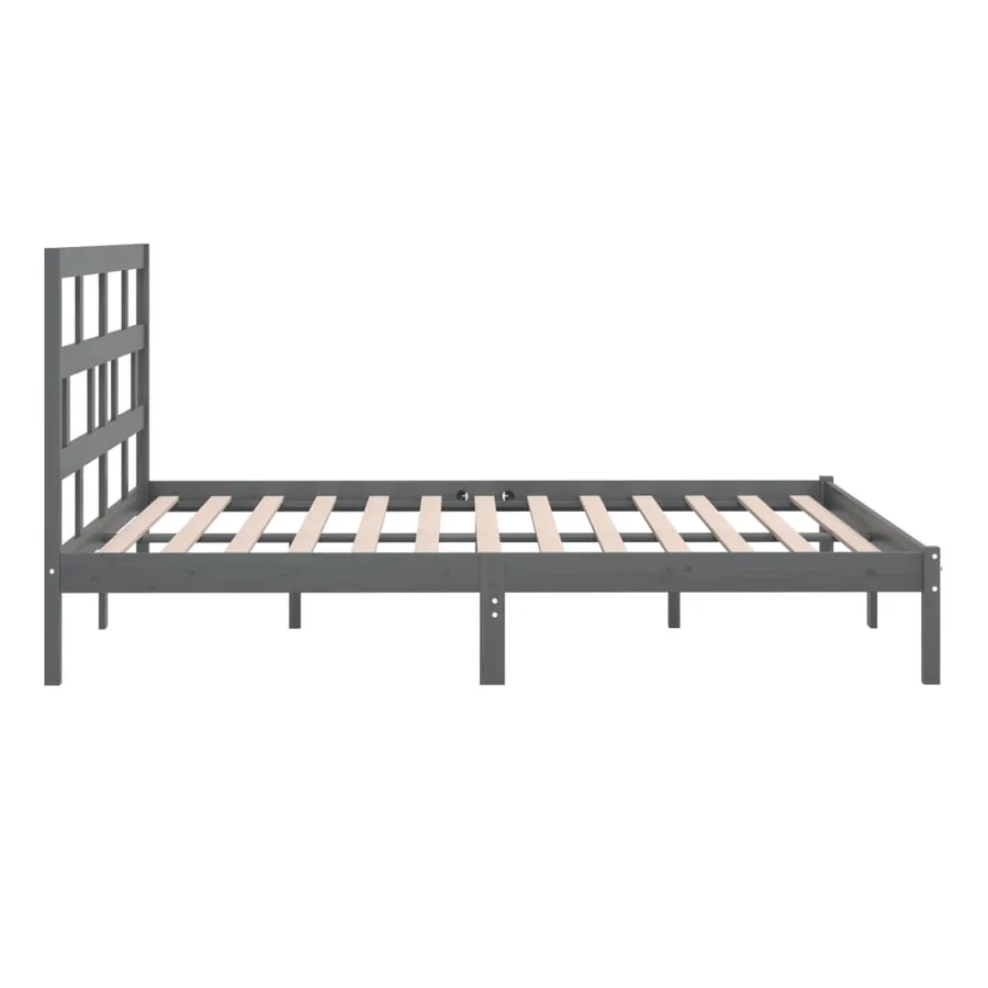 Cadre de lit sans matelas Gris Bois de pin massif 200x200 cm - 6