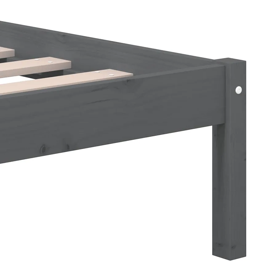 Cadre de lit sans matelas Gris Bois de pin massif 200x200 cm - 7