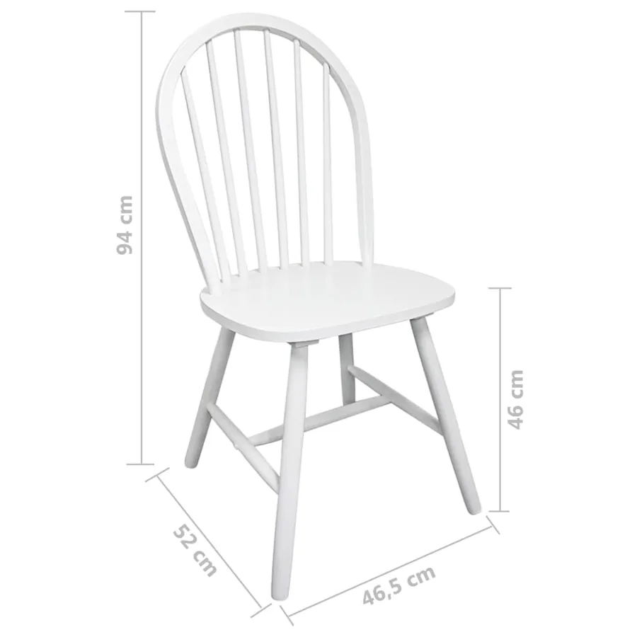 Chaises à manger lot de 2 blanc bois d'hévéa solide - 6
