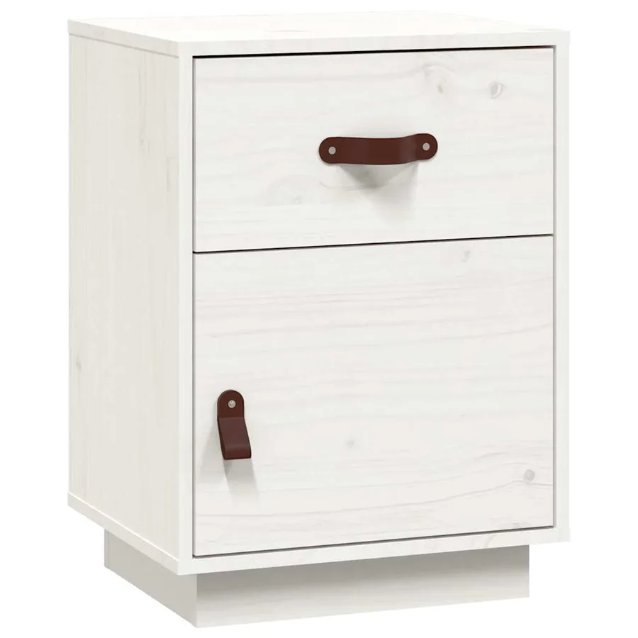 Table de chevet Blanc 40x34x55 cm Bois de pin solide - 2