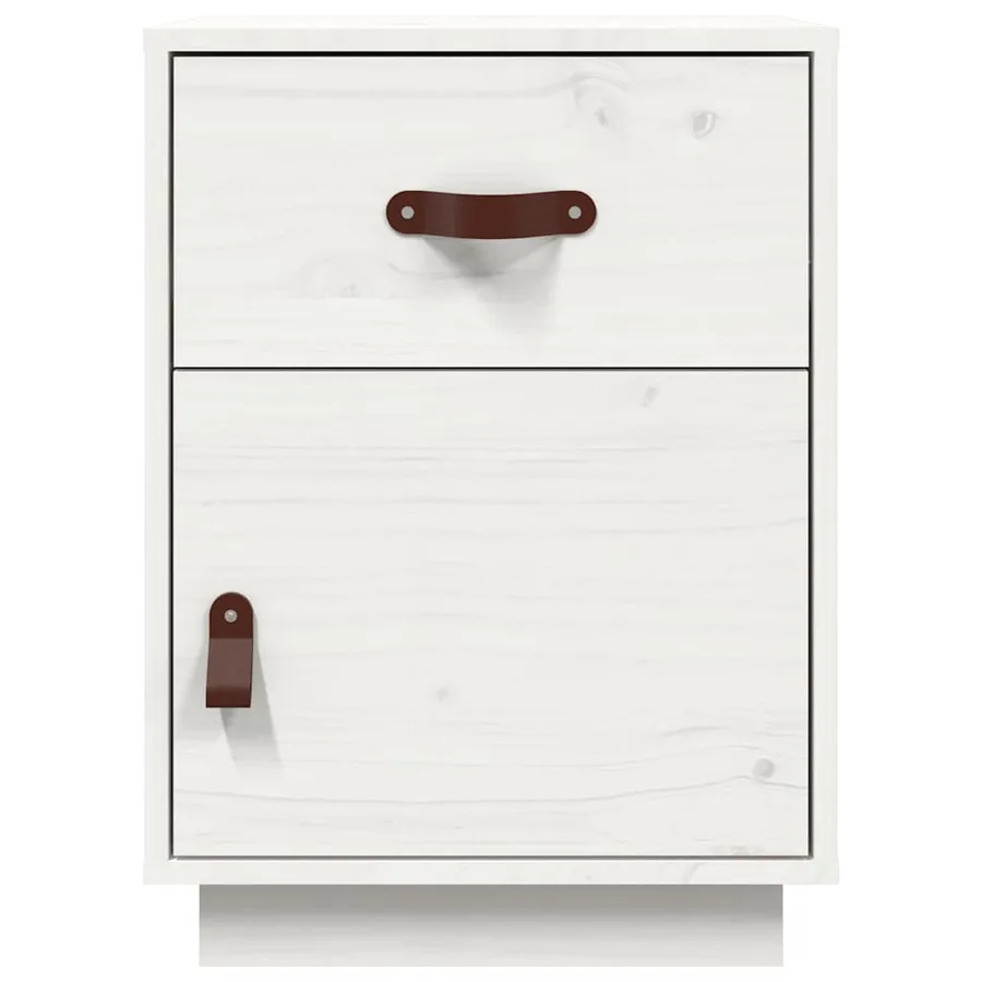 Table de chevet Blanc 40x34x55 cm Bois de pin solide - 5