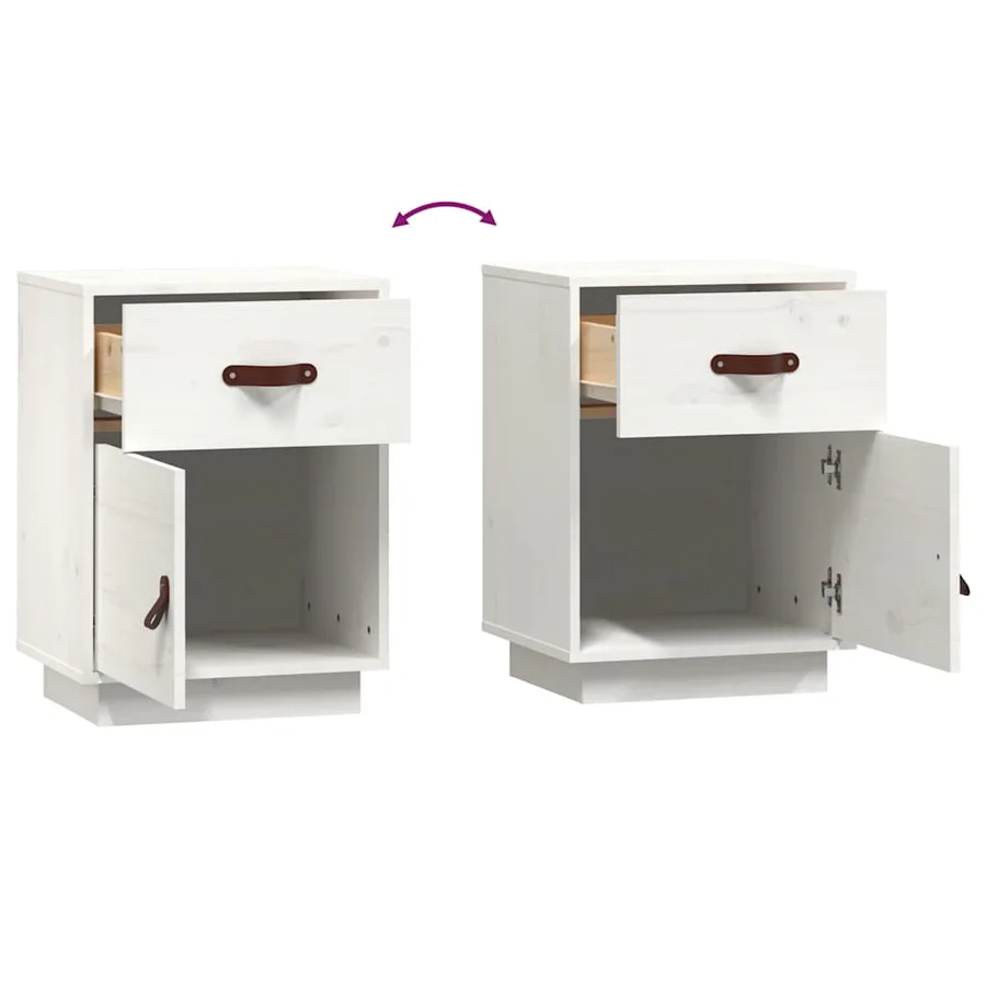 Table de chevet Blanc 40x34x55 cm Bois de pin solide - 8