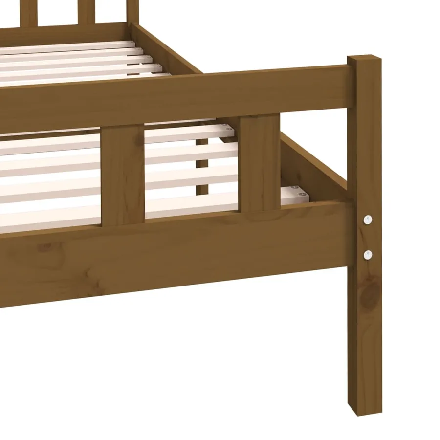 Cadre de lit sans matelas marron miel bois massif - 7
