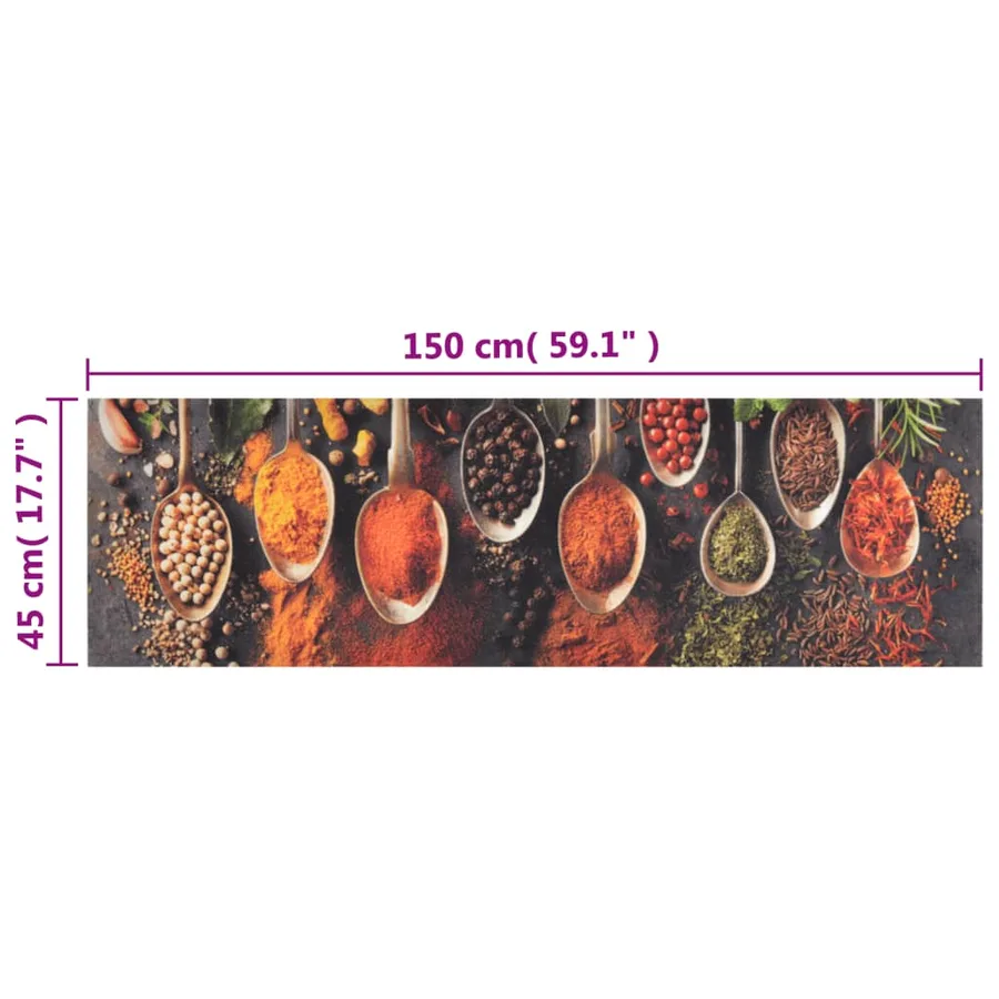 Tapis de cuisine lavable impression cuillère épices 45x150 cm - 5