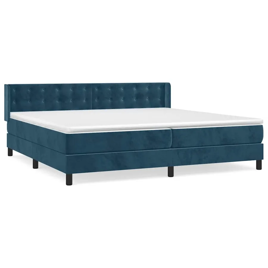 Sommier à lattes de lit et matelas Bleu foncé 200x200cm Velours - 2