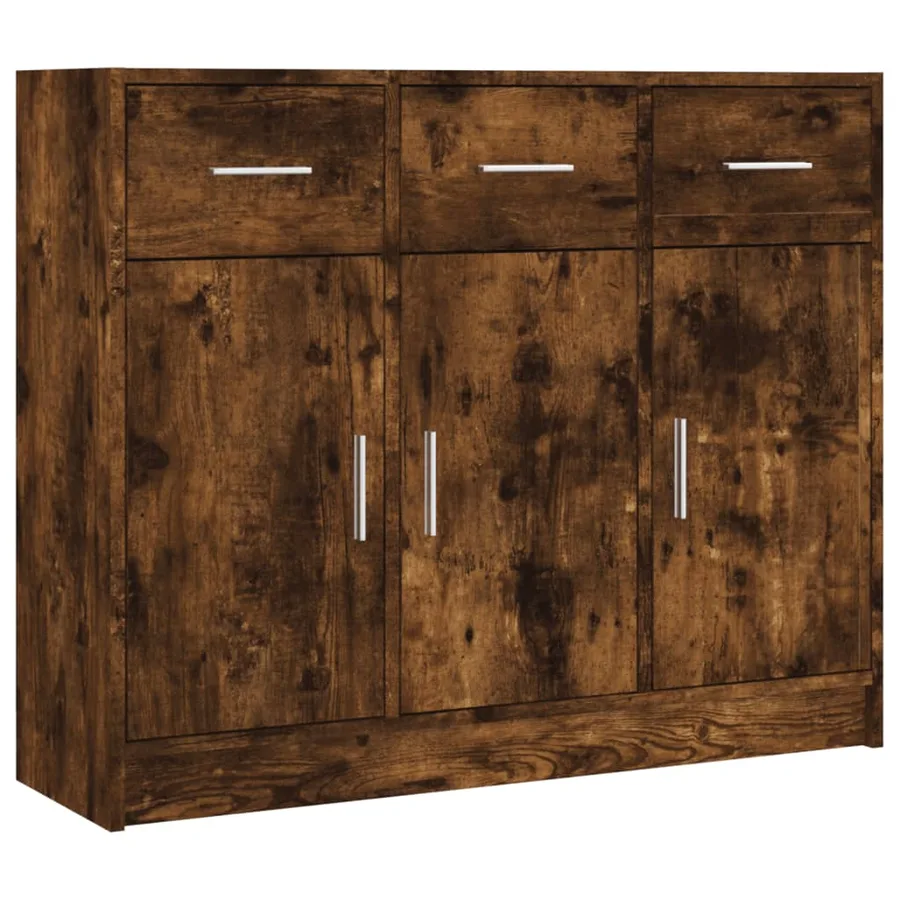 Buffet chêne fumé 91x28x75 cm bois d'ingénierie - 2