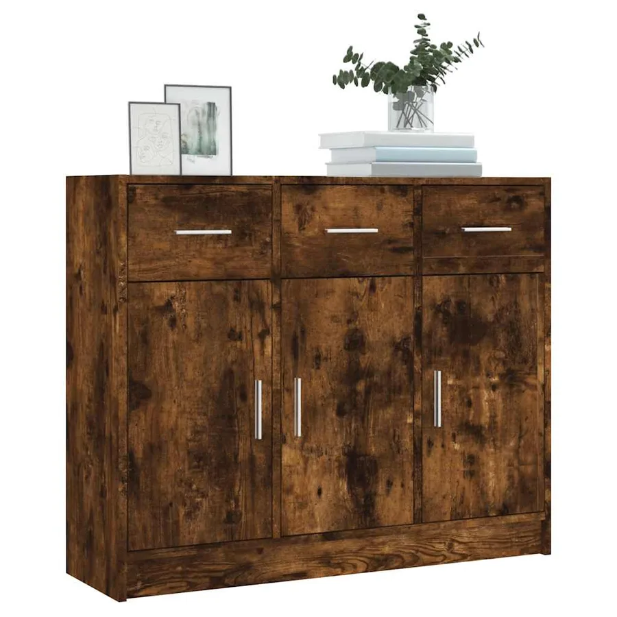 Buffet chêne fumé 91x28x75 cm bois d'ingénierie - 3