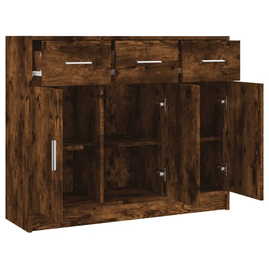 Buffet chêne fumé 91x28x75 cm bois d'ingénierie - 6