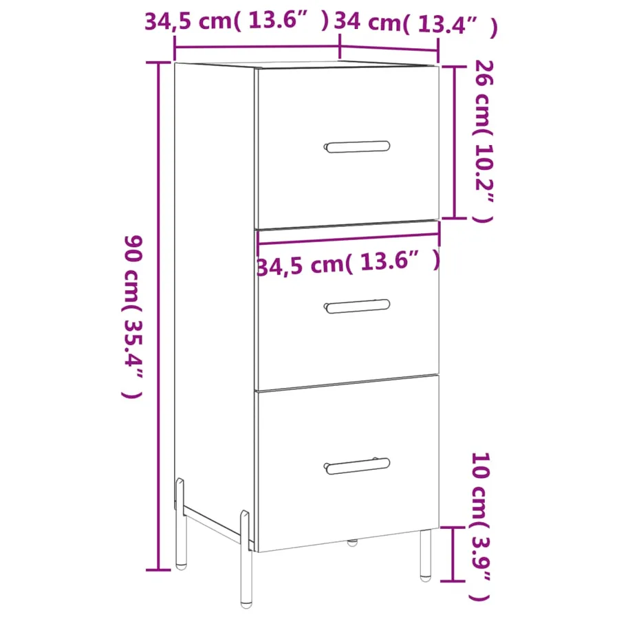 Buffet Blanc brillant 34,5x34x90 cm Bois d'ingénierie - 12