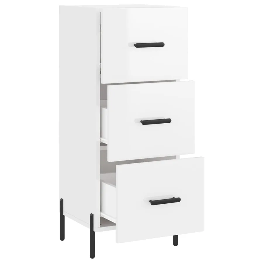 Buffet Blanc brillant 34,5x34x90 cm Bois d'ingénierie - 5