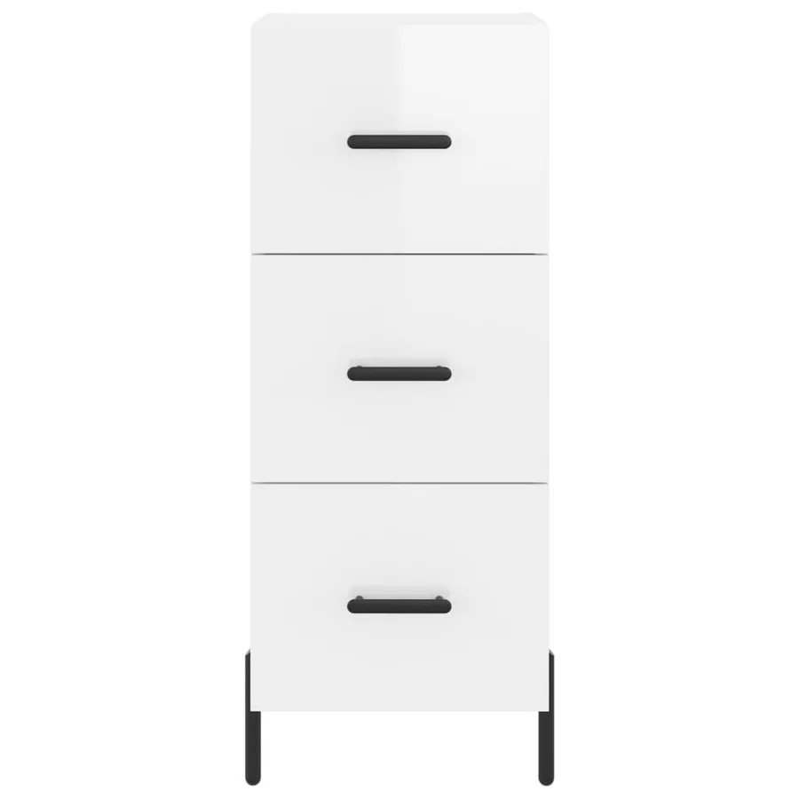 Buffet Blanc brillant 34,5x34x90 cm Bois d'ingénierie - 6
