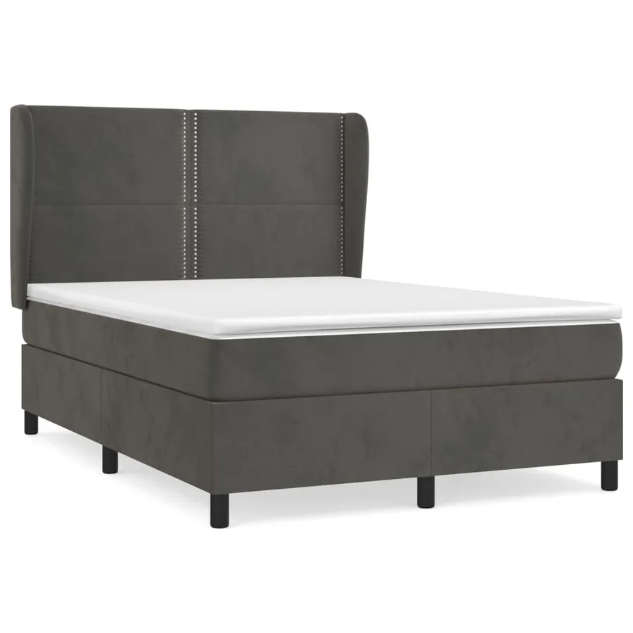 Sommier à lattes de lit et matelas Gris foncé 140x190cm Velours - 2