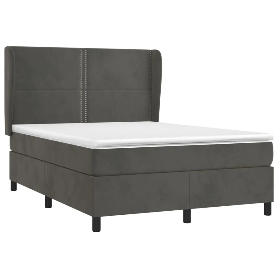 Sommier à lattes de lit et matelas Gris foncé 140x190cm Velours - 3