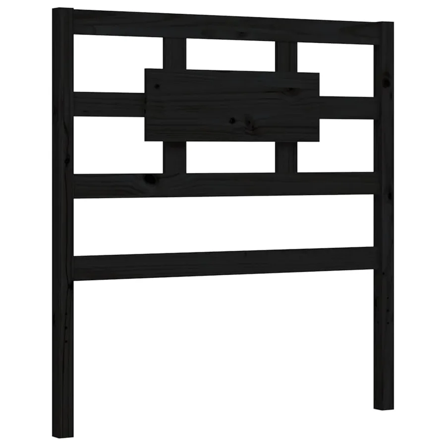 Cadre de lit sans matelas noir bois de pin massif - 9