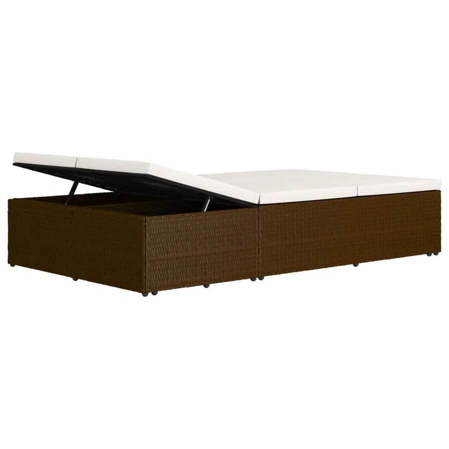 Chaise longue convertible avec coussin Résine tressée Marron - 10