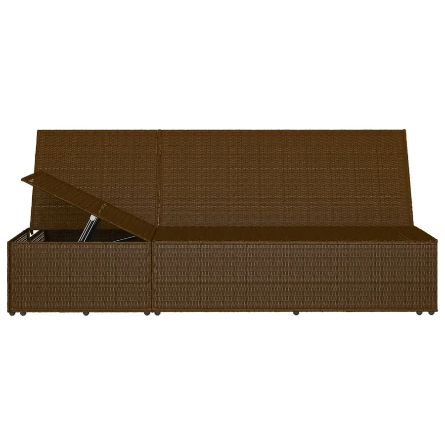 Chaise longue convertible avec coussin Résine tressée Marron - 11