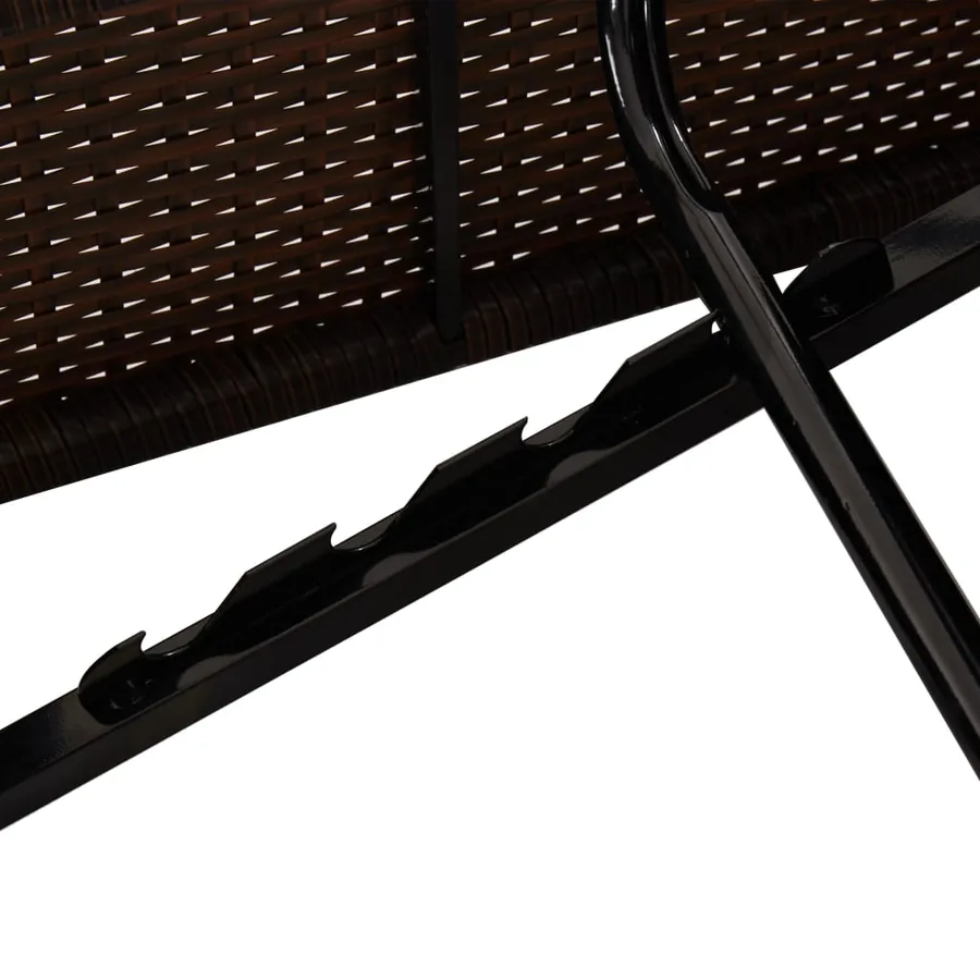 Chaise longue convertible avec coussin Résine tressée Marron - 13