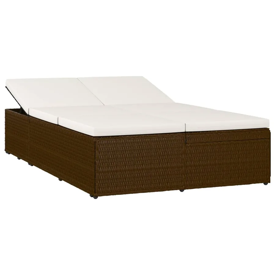 Chaise longue convertible avec coussin Résine tressée Marron - 2