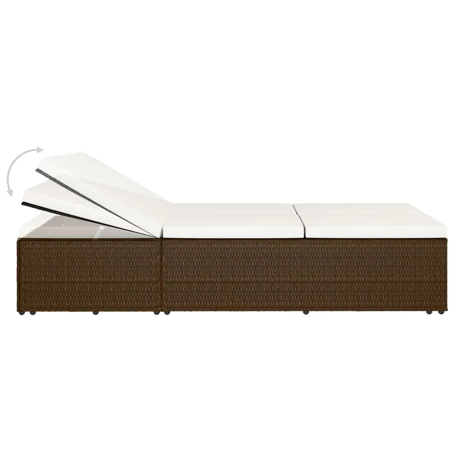 Chaise longue convertible avec coussin Résine tressée Marron - 8