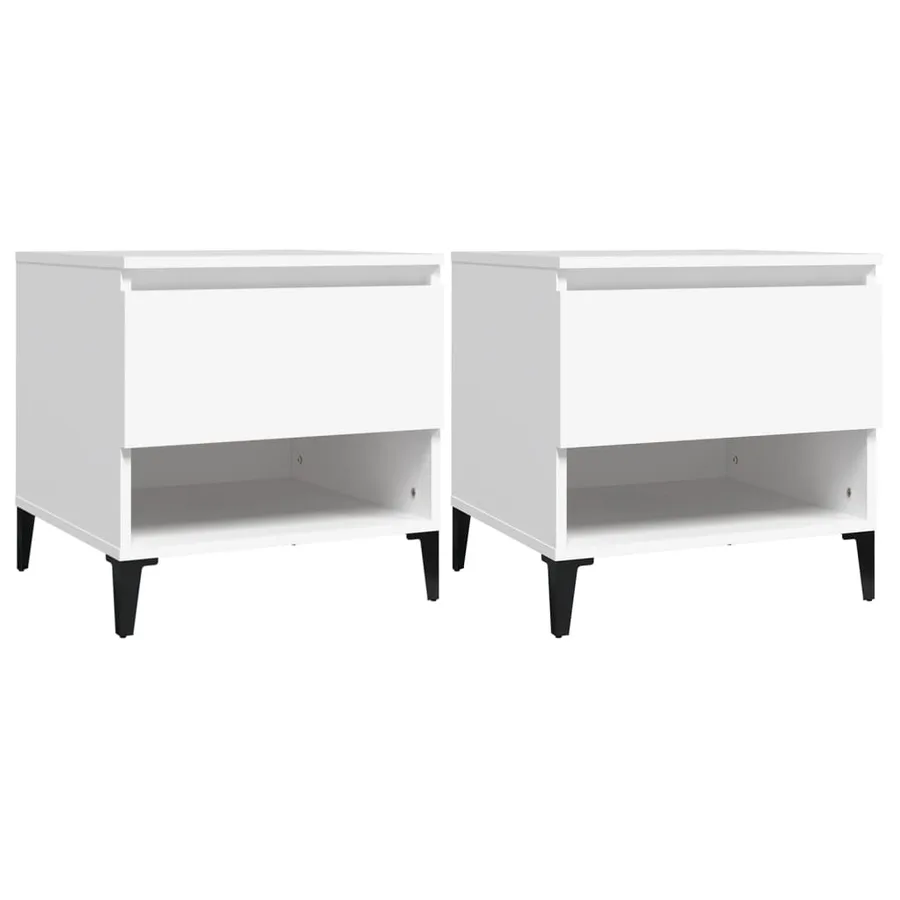 Tables d'appoint 2 pcs Blanc 50x46x50 cm Bois d’ingénierie - 2