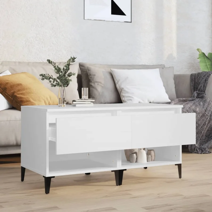 Tables d'appoint 2 pcs Blanc 50x46x50 cm Bois d’ingénierie - 3