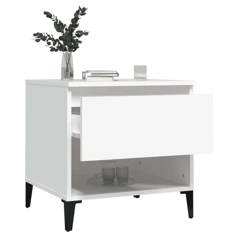 Tables d'appoint 2 pcs Blanc 50x46x50 cm Bois d’ingénierie - 5