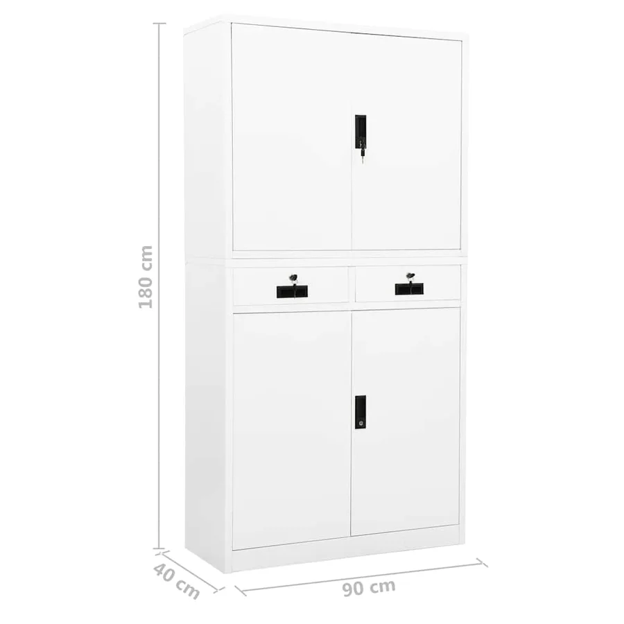 Armoire de bureau Blanc 90x40x180 cm Acier - 11