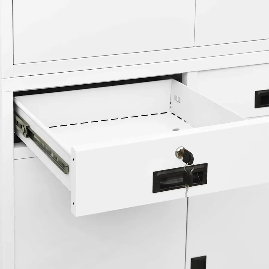 Armoire de bureau Blanc 90x40x180 cm Acier - 8