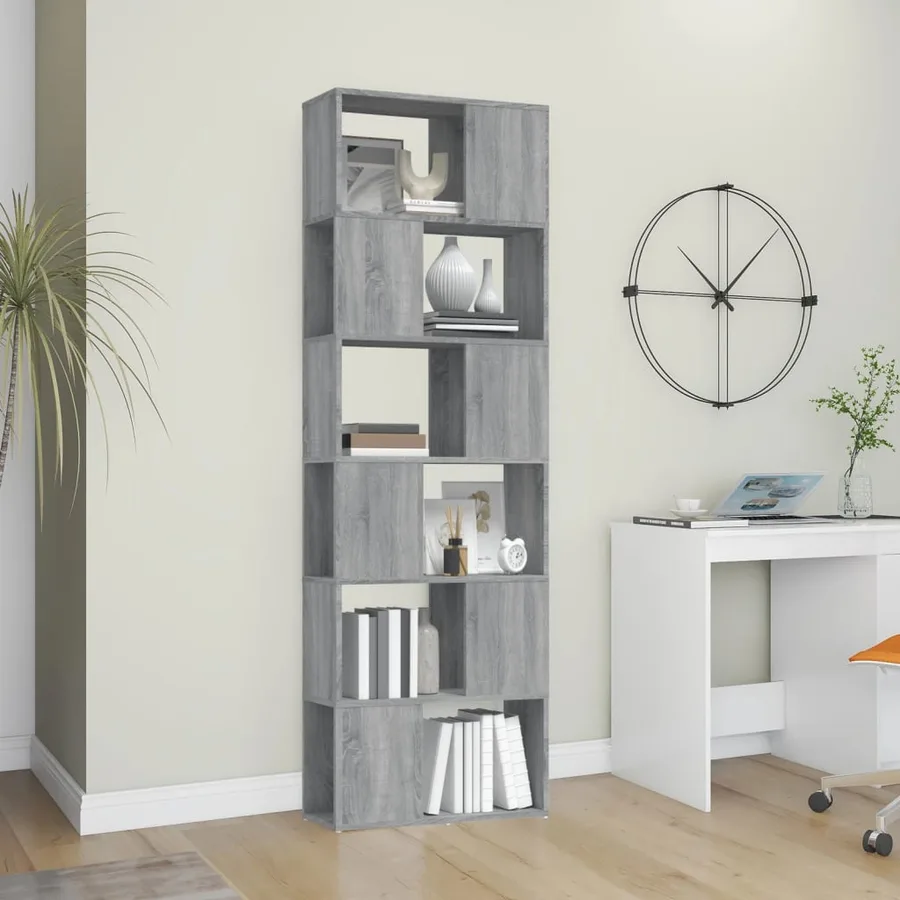 Bibliothèque/Séparateur de pièce Sonoma gris 60x24x186 cm - 3