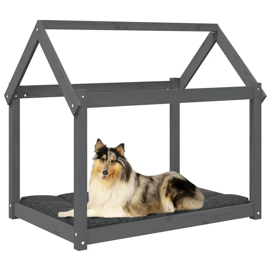 Lit pour chien Gris 101x70x90 cm Bois de pin solide - 4