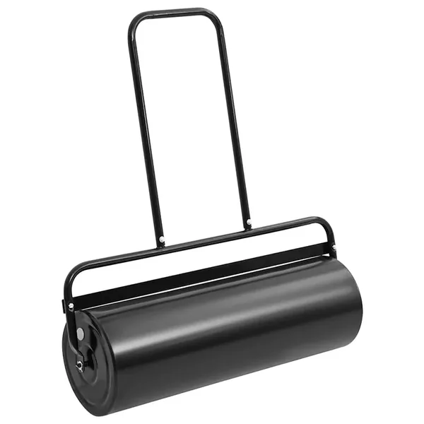 Rouleau à gazon à pousser de jardin noir 63 L fer et acier
