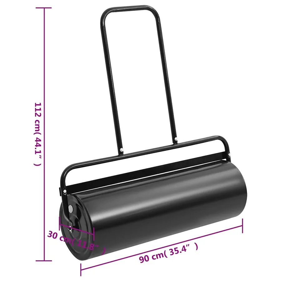 Rouleau à gazon à pousser de jardin noir 63 L fer et acier - 5