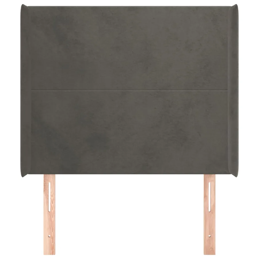 Tête de lit avec oreilles Gris foncé 93x16x118/128 cm Velours - 3
