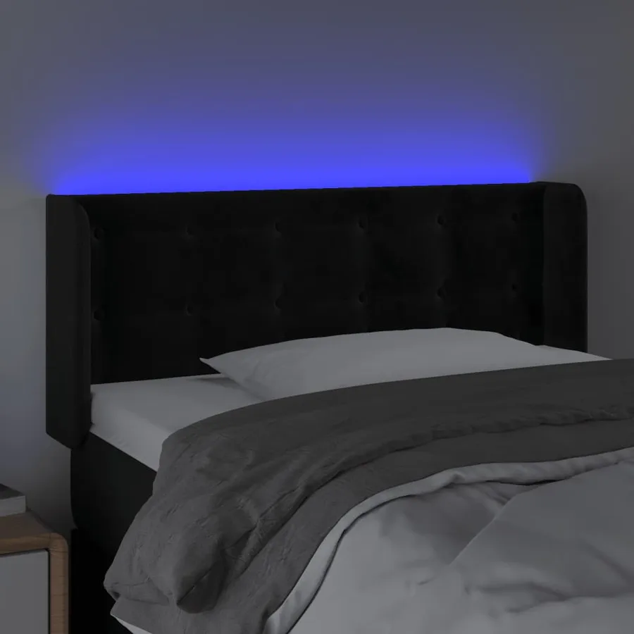 Tête de lit à LED Noir 103x16x78/88 cm Velours - 4