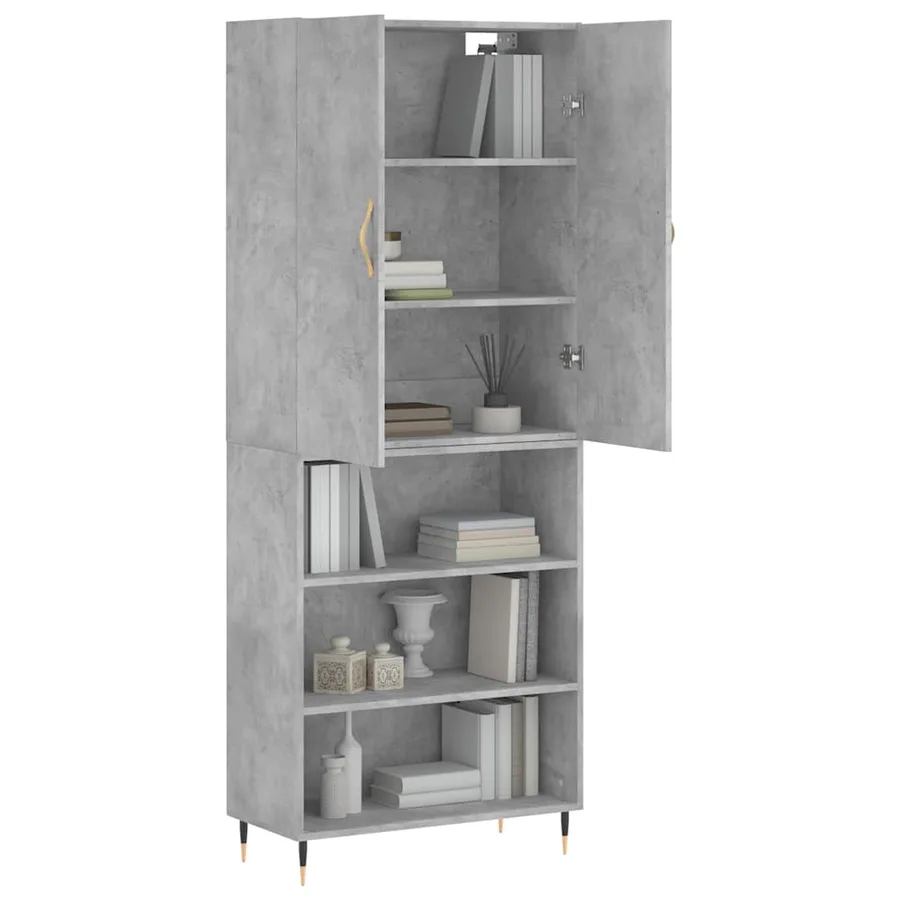 Buffet haut Gris béton 69,5x34x180 cm Bois d'ingénierie - 11