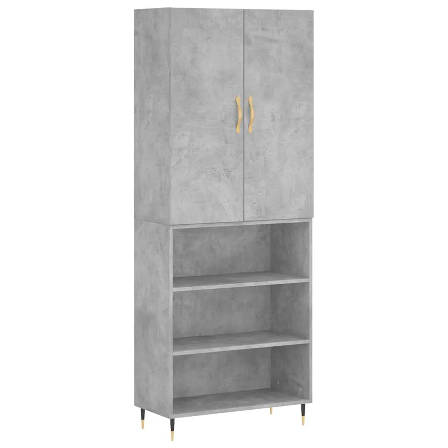 Buffet haut Gris béton 69,5x34x180 cm Bois d'ingénierie - 2