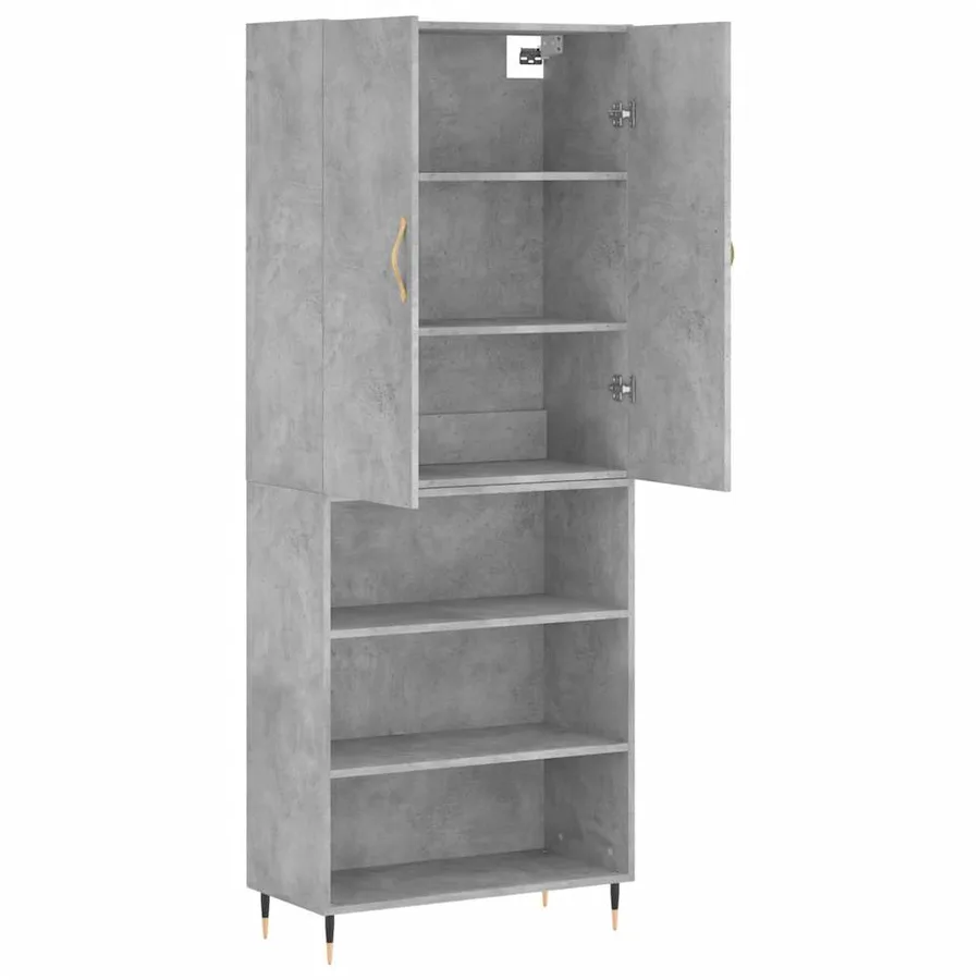 Buffet haut Gris béton 69,5x34x180 cm Bois d'ingénierie - 3