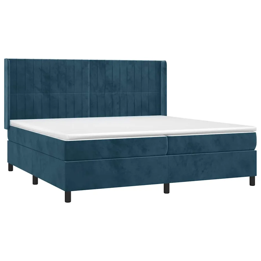 Sommier à lattes de lit et matelas Bleu foncé 200x200cm Velours - 3