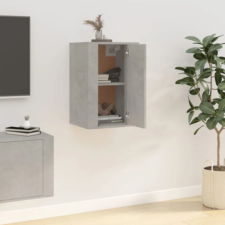 Meuble TV mural Gris béton 40x34,5x60 cm - 3
