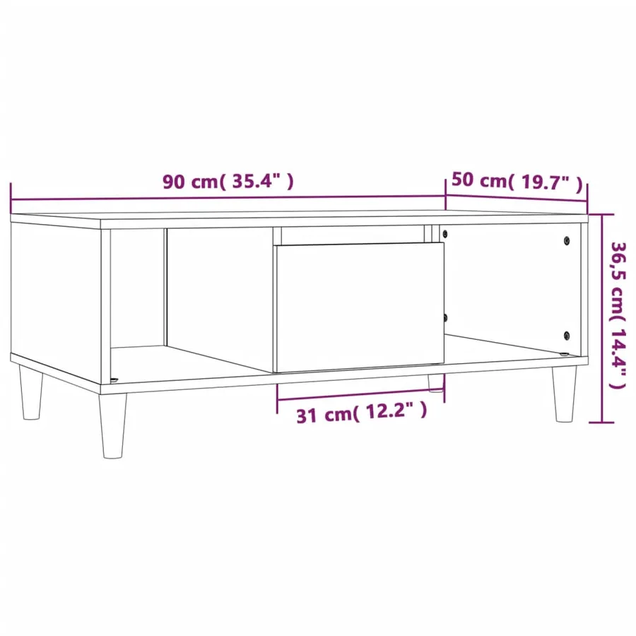 Table basse Noir 90x50x36,5 cm Bois d'ingénierie - 10
