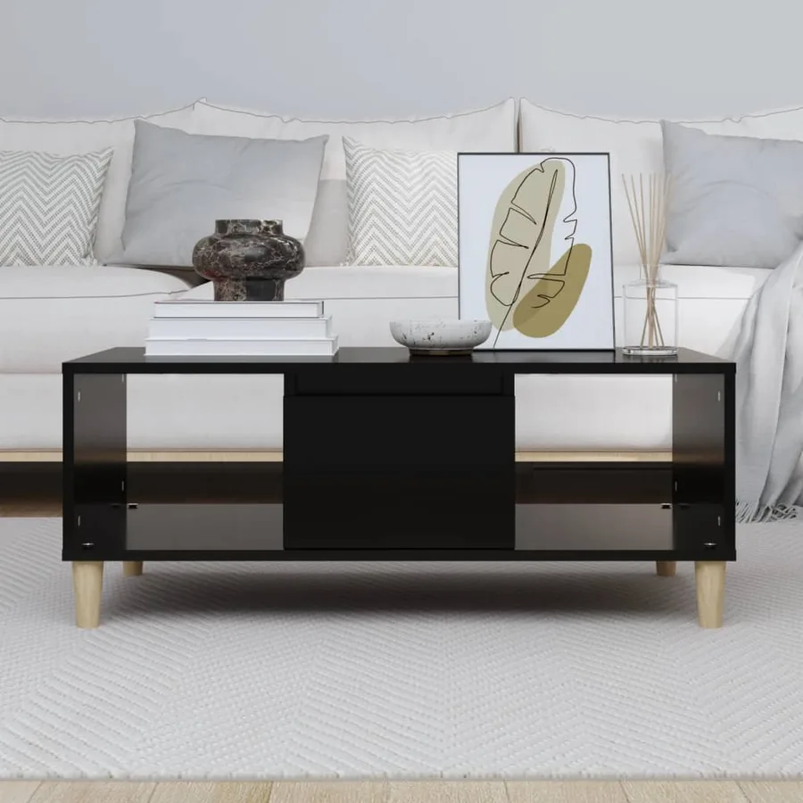 Table basse Noir 90x50x36,5 cm Bois d'ingénierie - 3