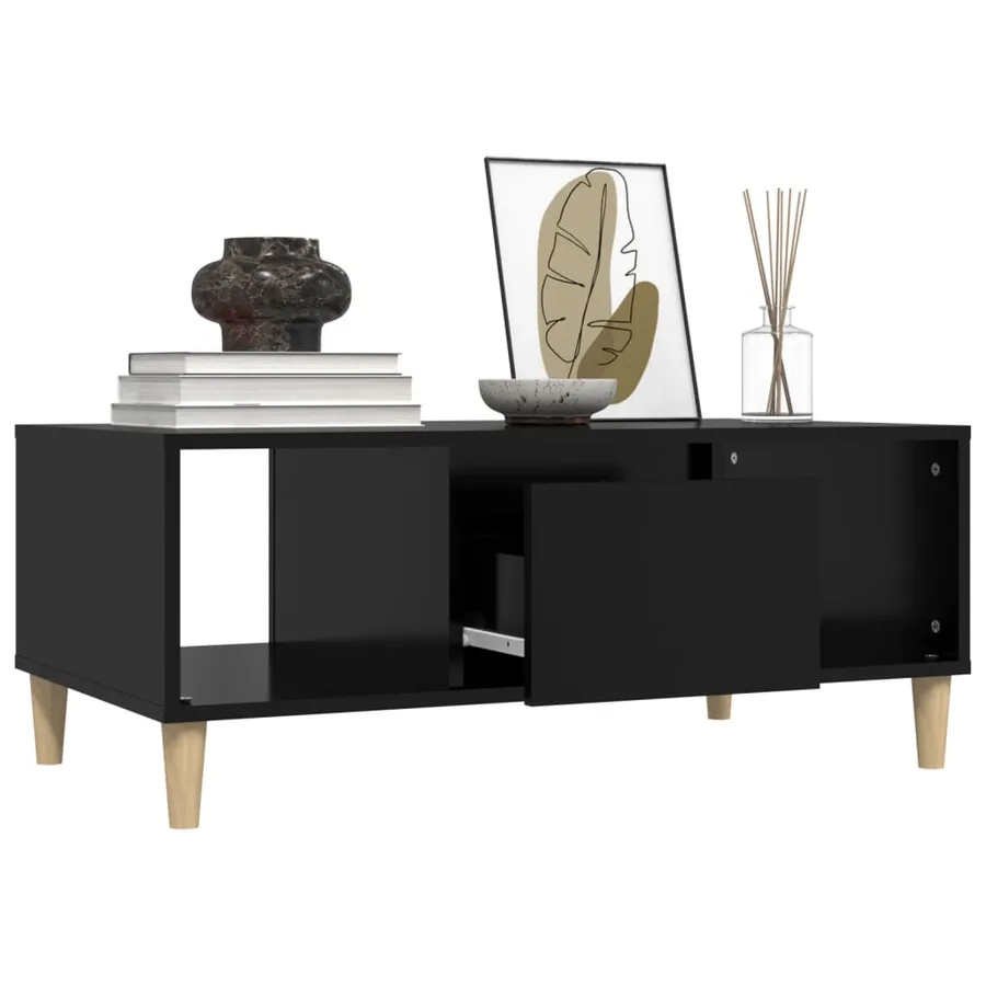 Table basse Noir 90x50x36,5 cm Bois d'ingénierie - 5