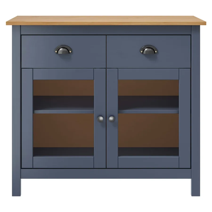 Buffet Hill Gris 90x40x80 cm Bois de pin solide - 2