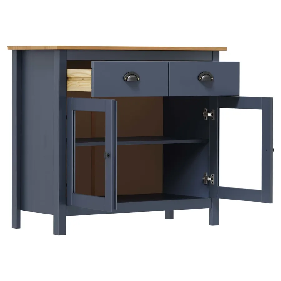 Buffet Hill Gris 90x40x80 cm Bois de pin solide - 3
