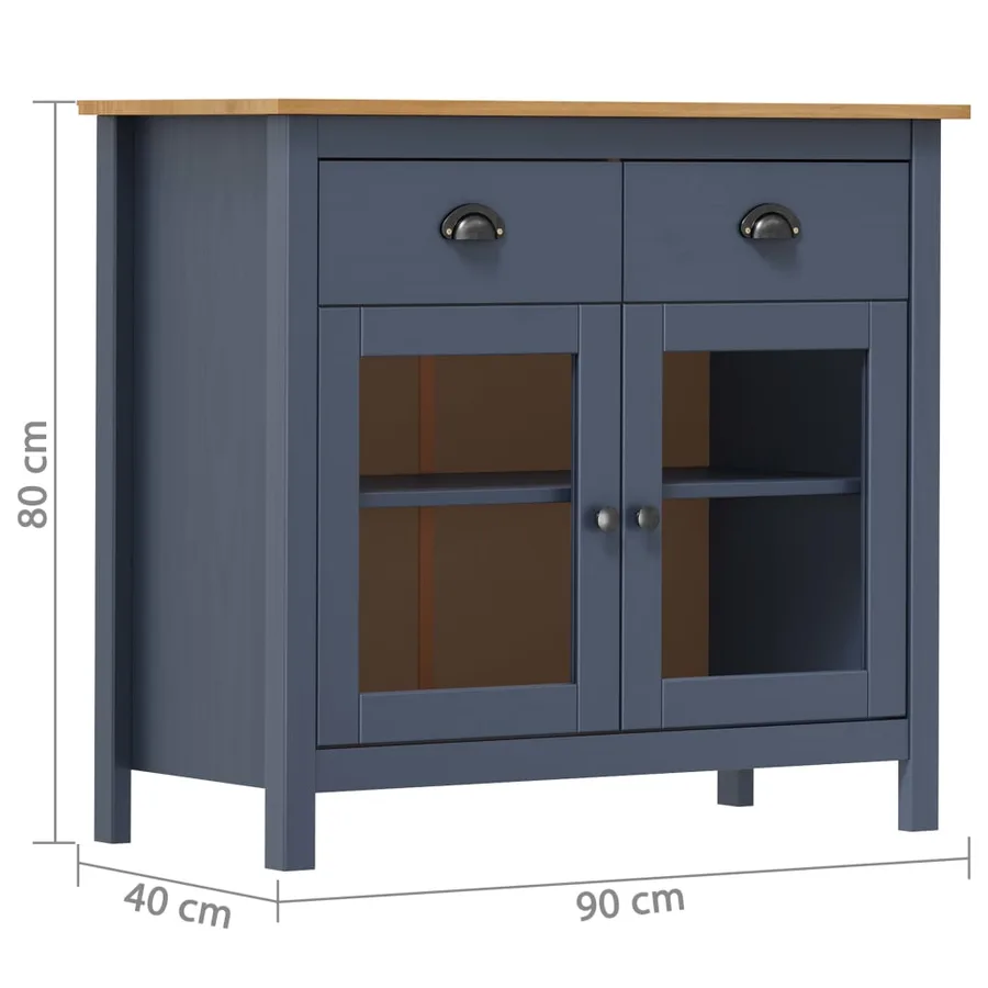 Buffet Hill Gris 90x40x80 cm Bois de pin solide - 4