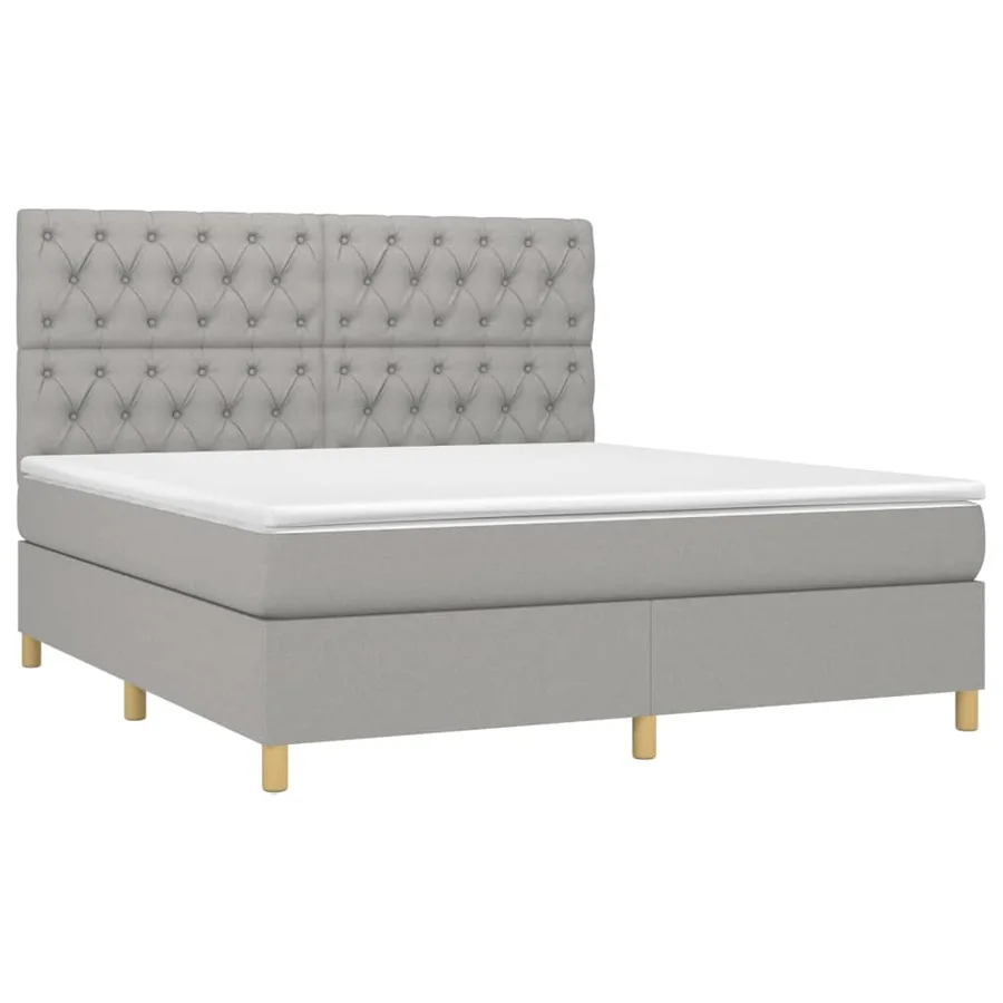 Sommier à lattes de lit matelas et LED Gris clair 160x200 cm - 3